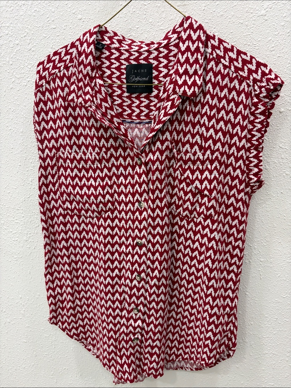 JACHS Girlfriend Fall Colors Sleeveless Button-Down Top